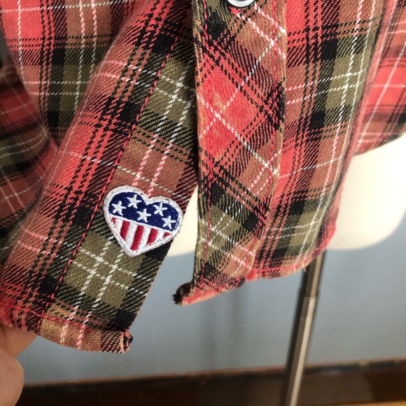 Junk Food Peace Sign Orange Flannel Button Up - Picture 8 of 9